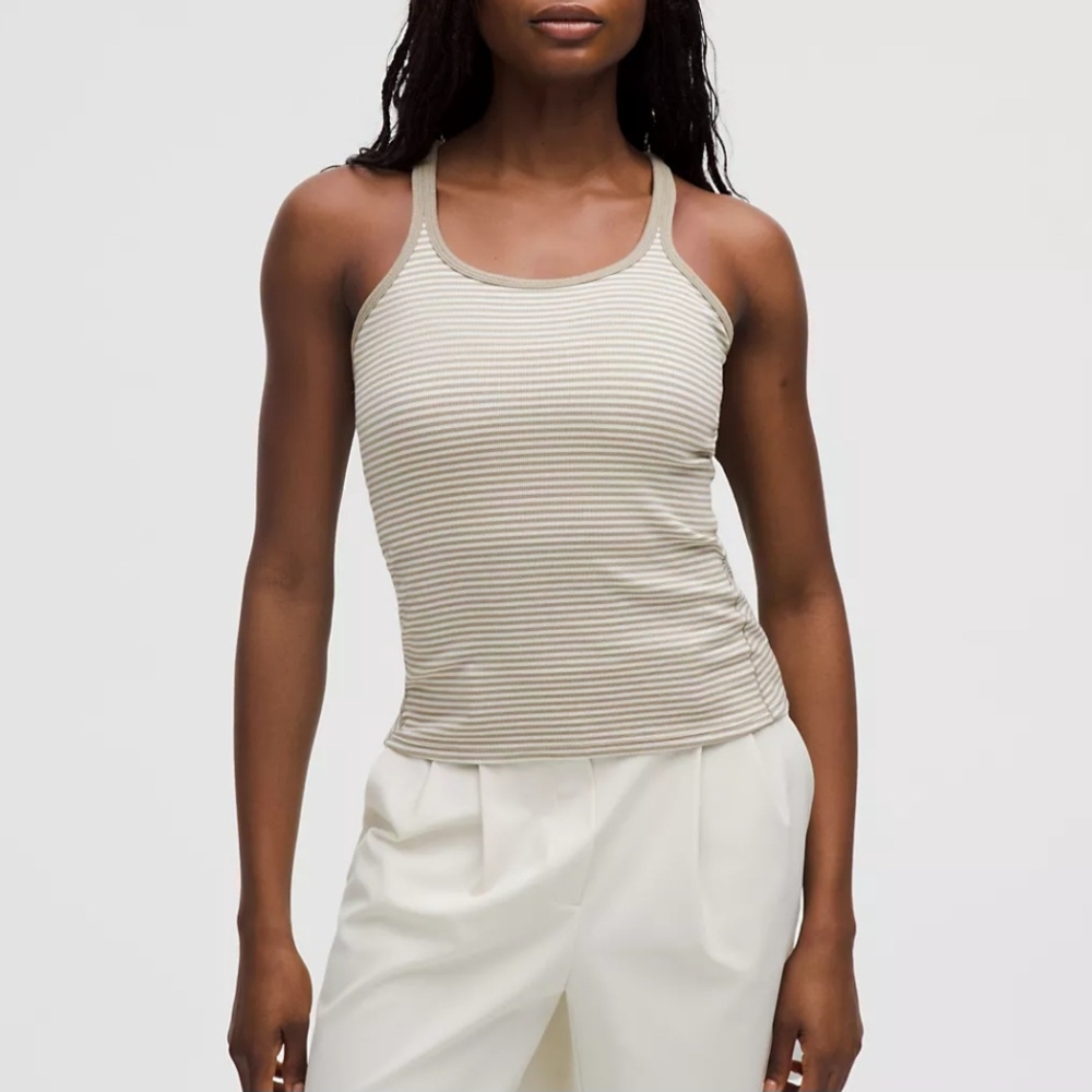 lululemon athletica Beige Striped Tank Top
